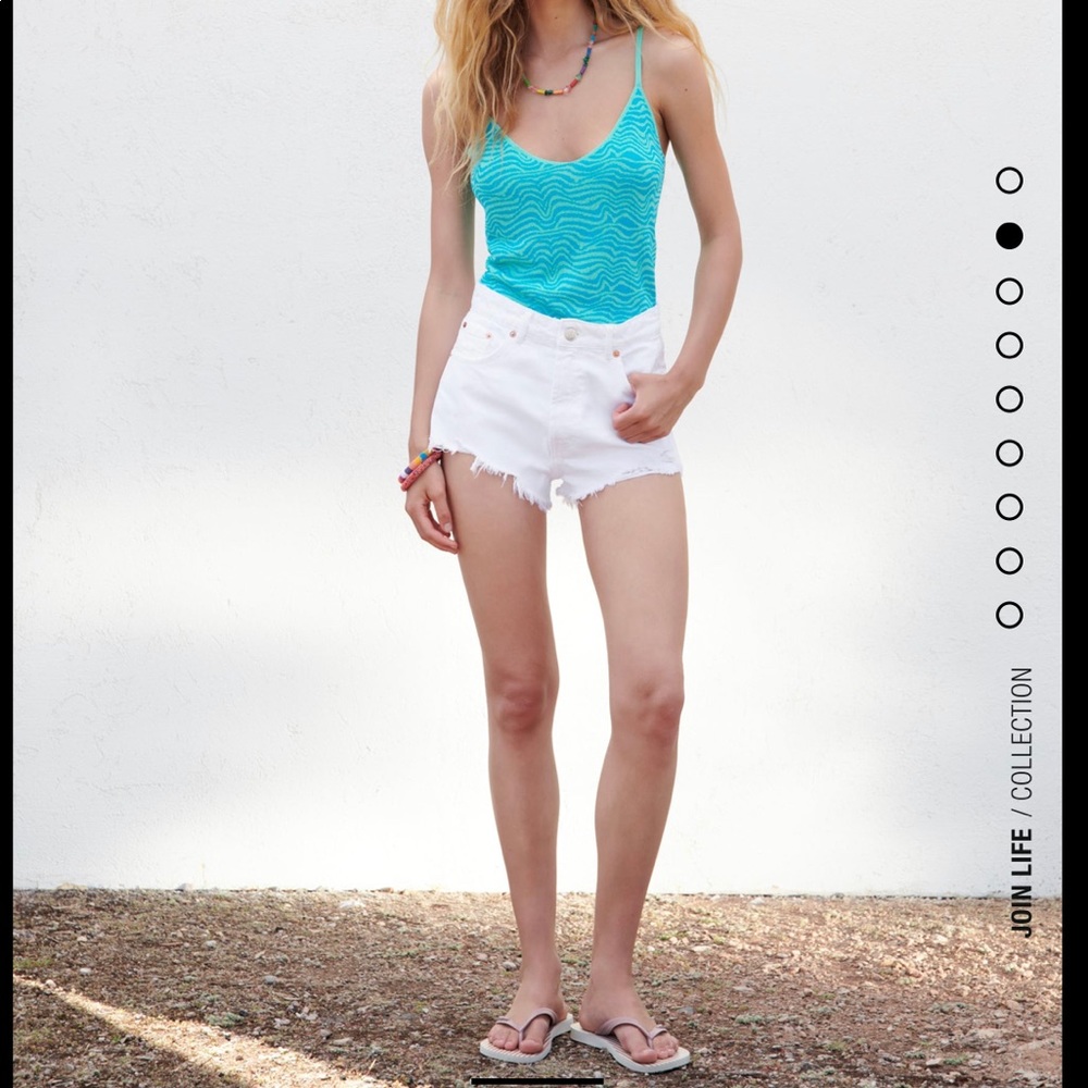 Zara high waisted white denim shorts